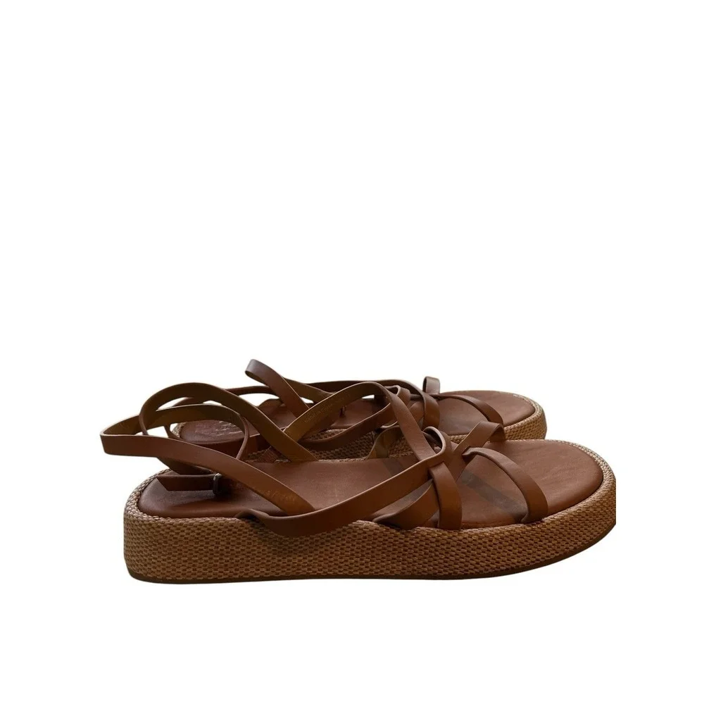 MADEWELL The Sabina‎ Raffia Flatform Sandal in Brown, Size 10